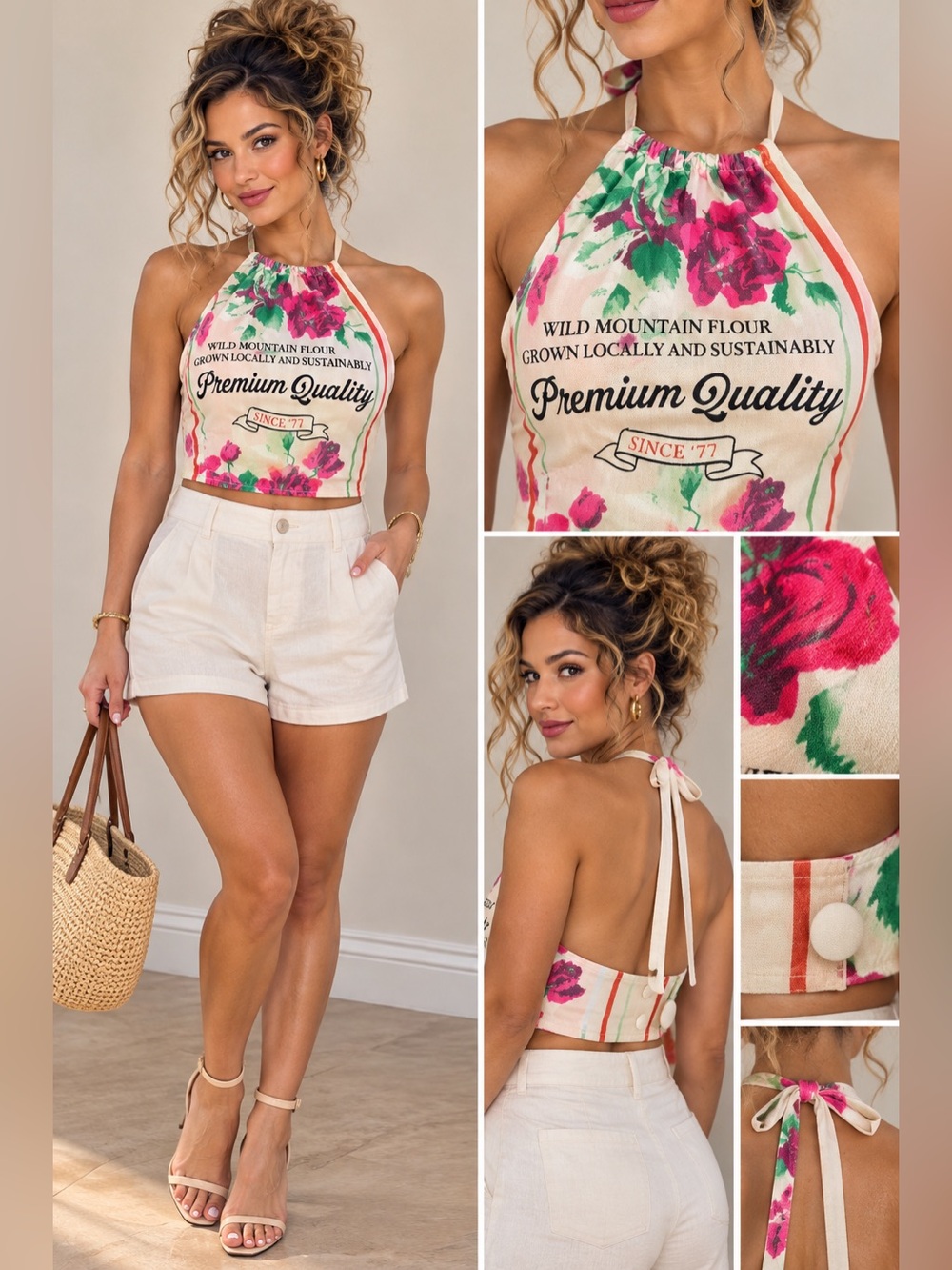 Maeve Floral Graphic Halter Top – Size S